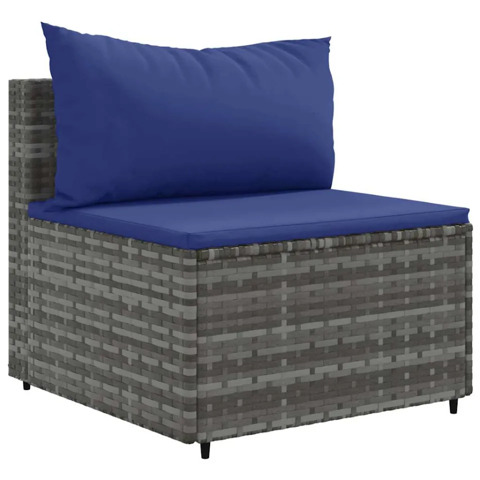 vidaXL 7-delige Loungeset met kussens poly rattan grijs, foto 4