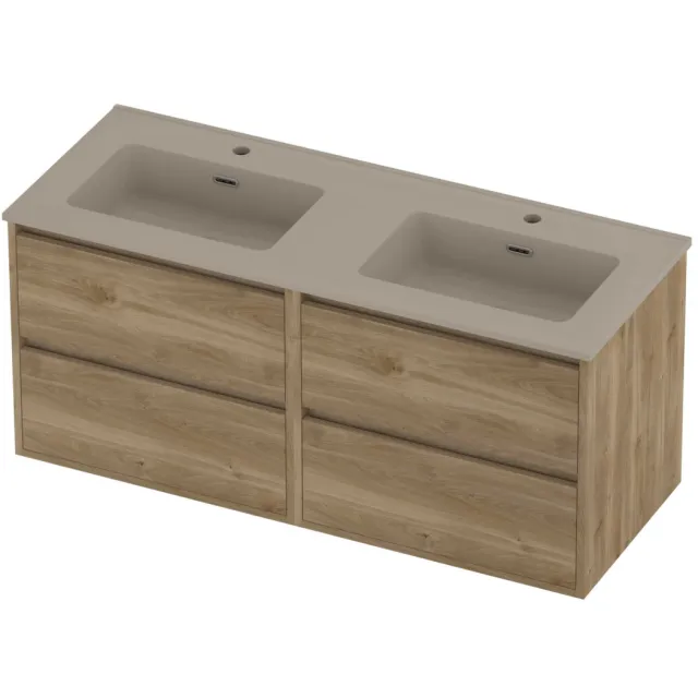 Proline Tribute Badmeubelset Porselein Elegant 4 Laden 120x46x54 cm Mat Crème Cotton Cider Oak Eiken