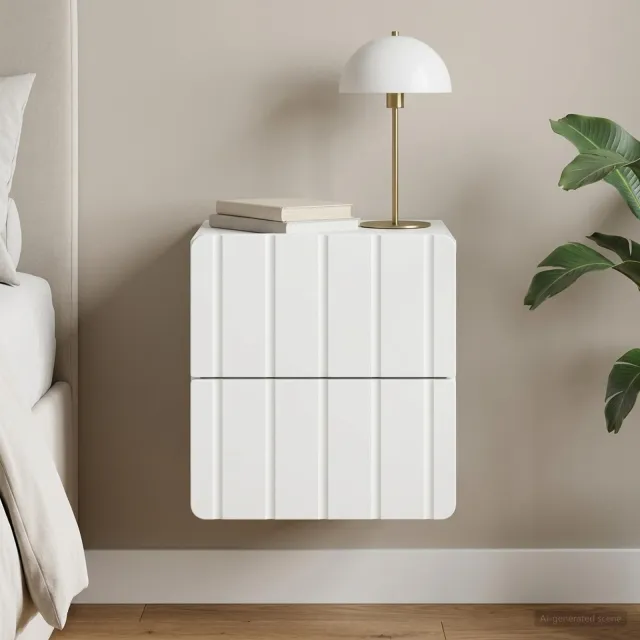 vidaXL Wandbeugel Bedkast met lade Wit 33 x 34,5 x 43 cm Bewerkt hout, foto 2