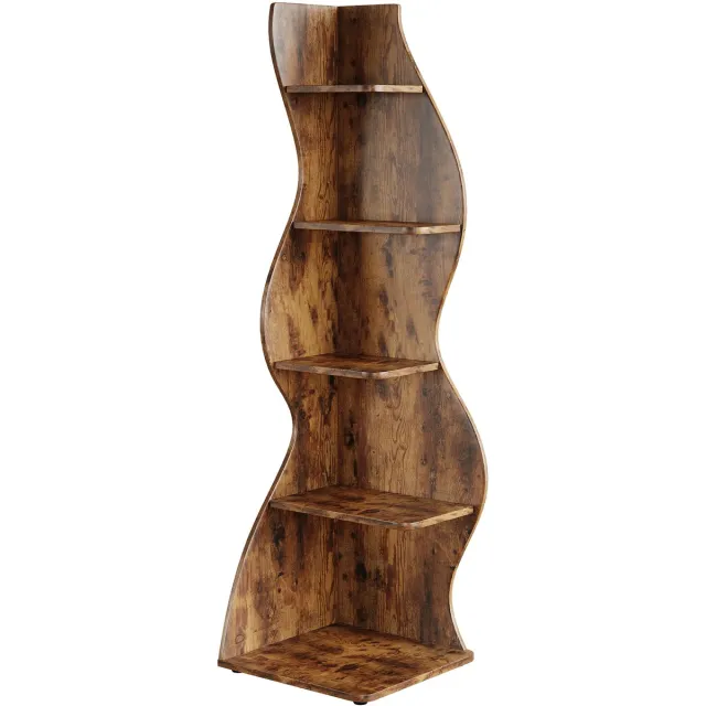 DMG Supply Boekenkast - Smal Hoekrek met 5 Lagen - Open Kast - Bruin - 50 x 48 x 175 cm