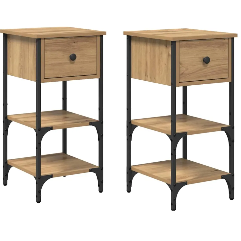 vidaXL Nachtkastje 2 st Bruin 33,5 x 36 x 70 cm Geconstrueerd hout, foto 3