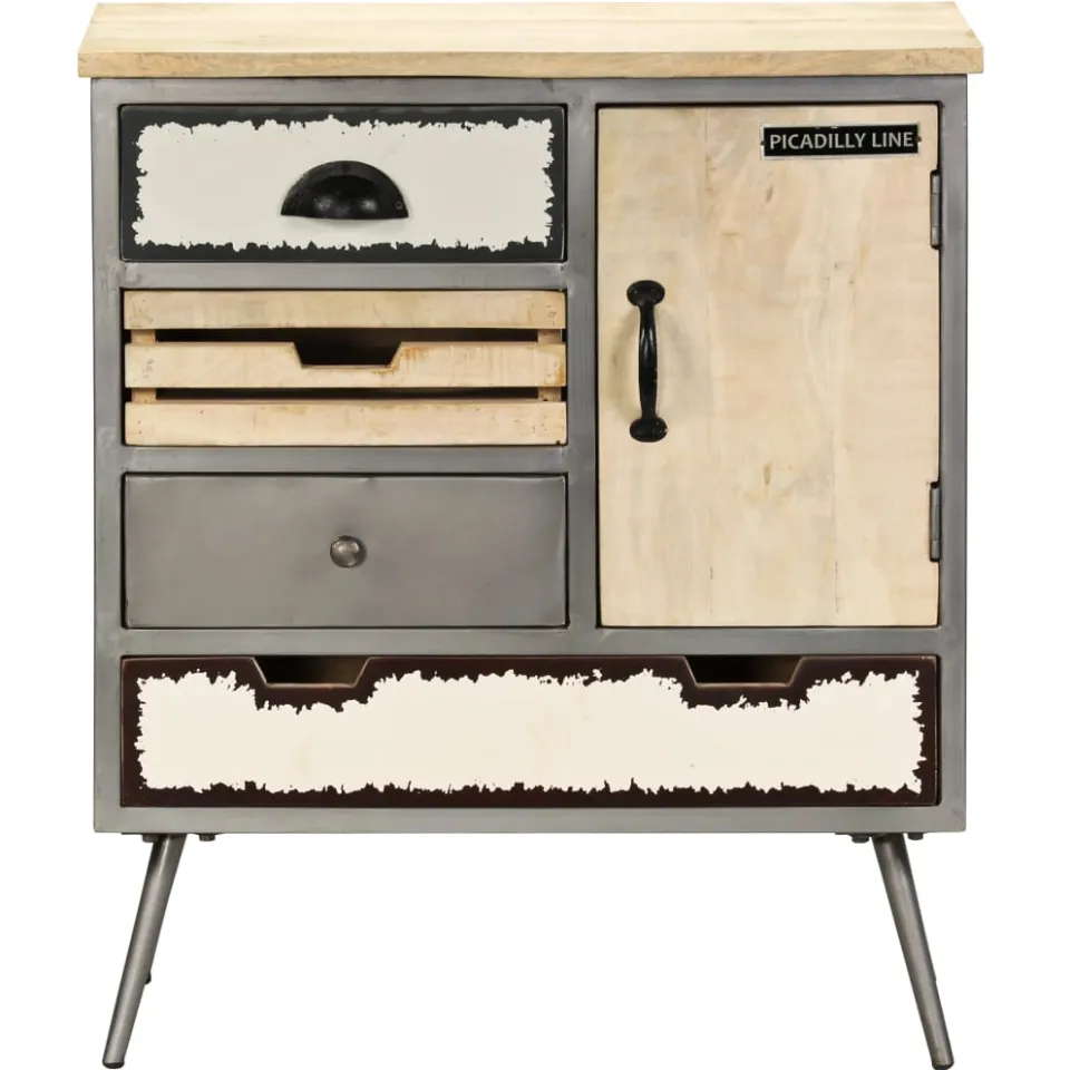 vidaXL Dressoir 65x33x76 cm massief mangohout en staal, foto 2