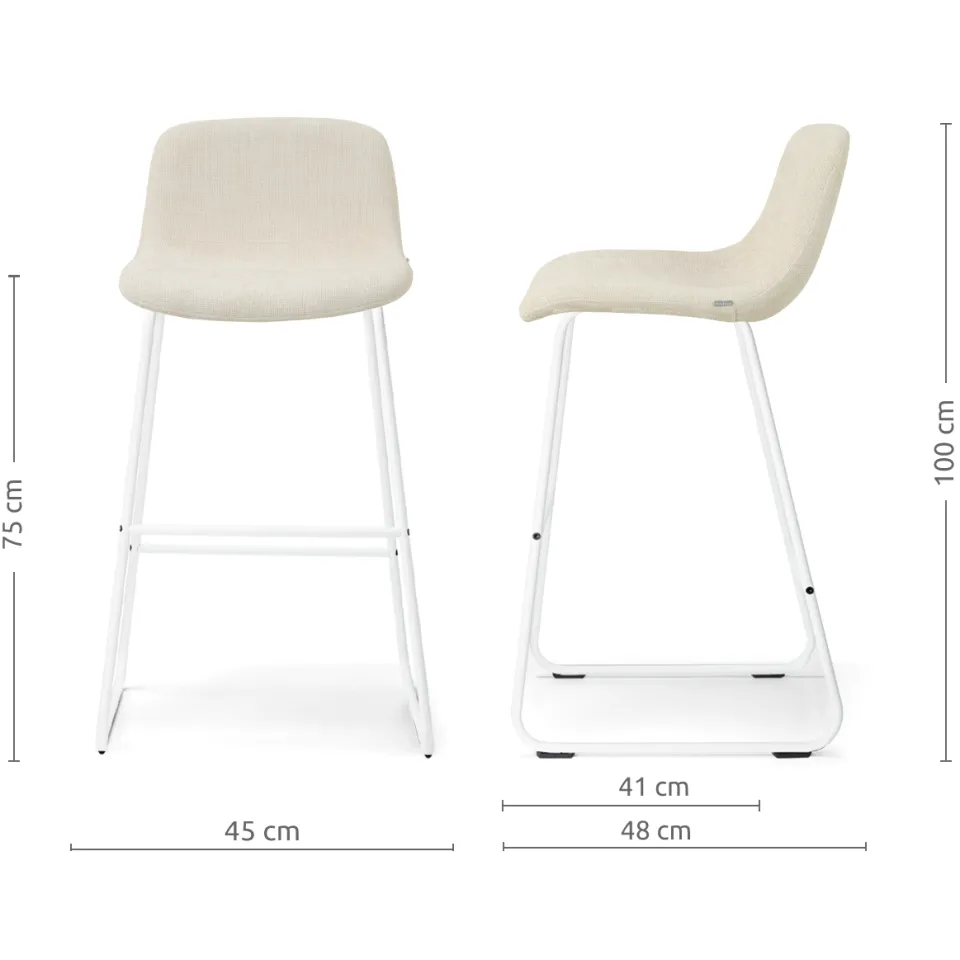 Nolon Nino-Mats barkruk cottonbeige - wit onderstel - 75 cm, foto 2