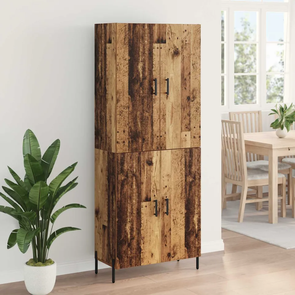 vidaXL Highboard Oud Hout 69,5 x 34 x 180 cm Bewerkt hout bruin, foto 4