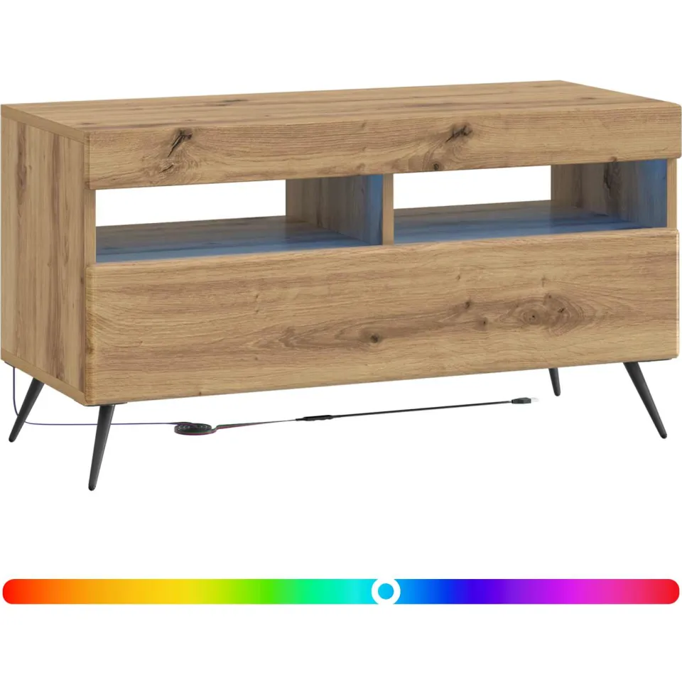 vidaXL LED tv-meubel Artisanaal eiken Bewerkt hout Bruin