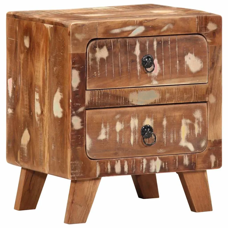 vidaXL Nachtkastje 2 st 40x32x46 cm massief gerecycled hout bruin, foto 3