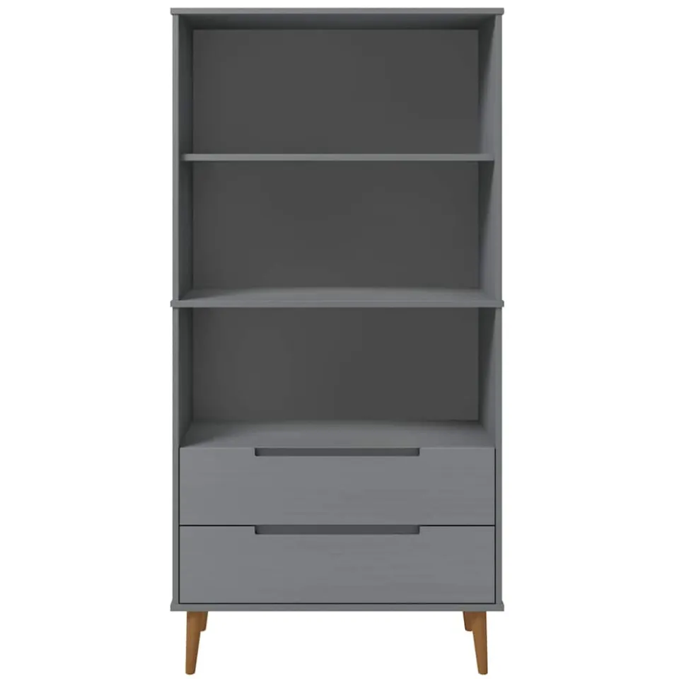 vidaXL Boekenkast MOLDE 85x35x170,5 cm massief grenenhout grijs