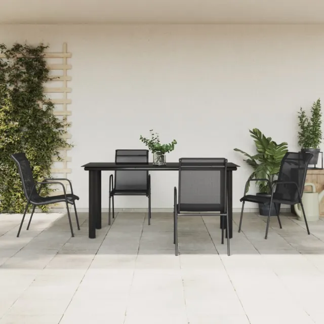 vidaXL 5-delige Tuinset textileen en staal zwart