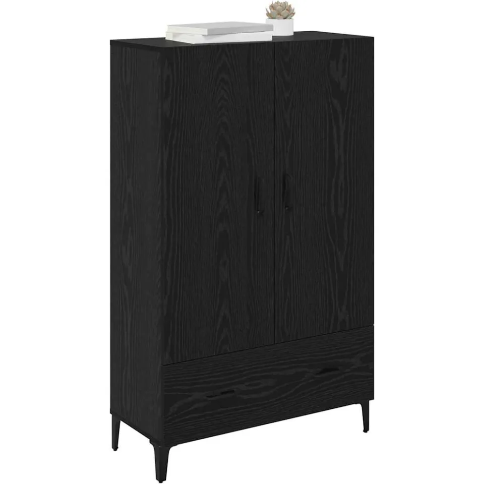 vidaXL Highboard Zwart Eiken 70 x 31 x 115 cm Gemonteerd hout en ijzer