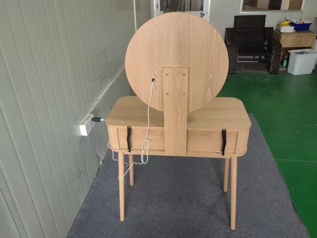 MODENUIT Kaptafel - Ledspiegel Met Laden - Voor Slaapkamer - MDF En Spaanplaat - 80x40x133 Cm - Eikenkleur
