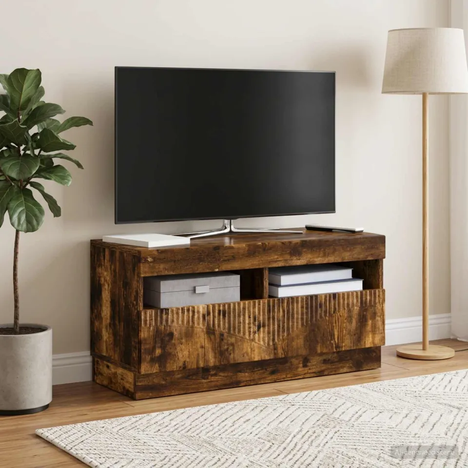 vidaXL LED tv-meubel Gerookt eiken Bewerkt hout, foto 4