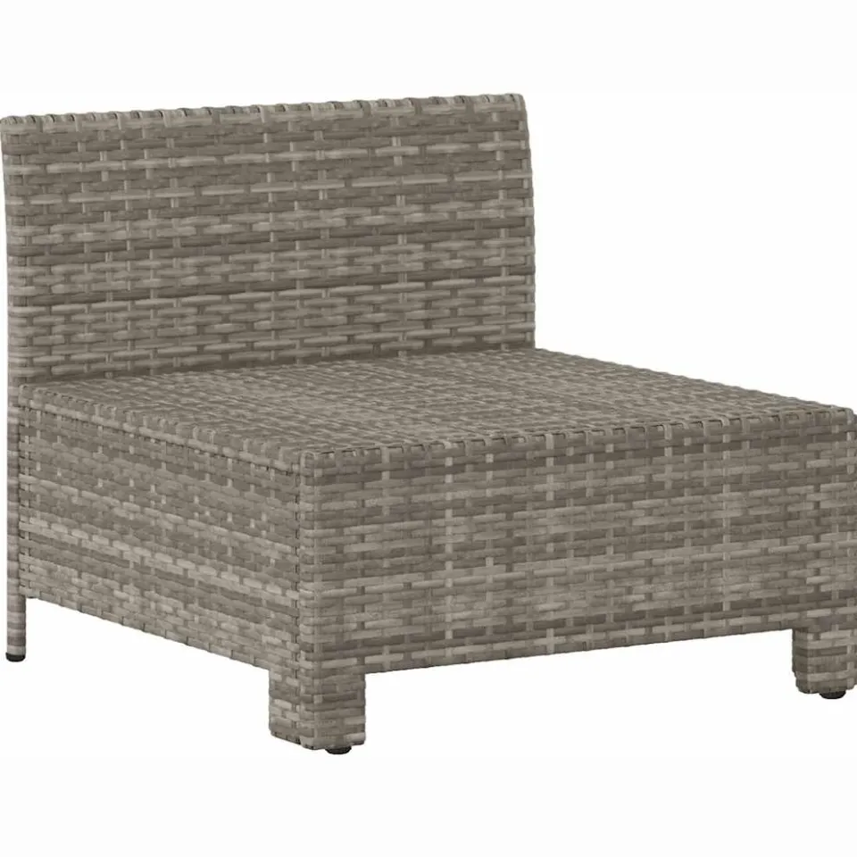 vidaXL Tuinbank midden met kussen grijs poly rattan