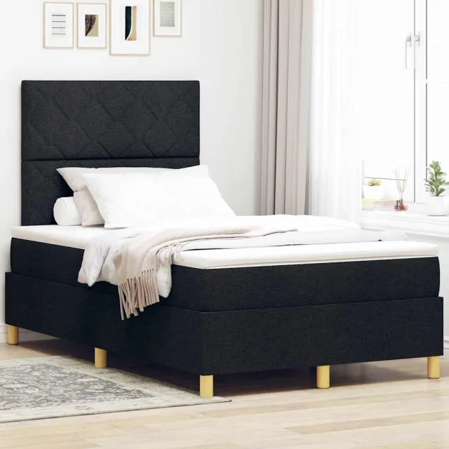 vidaXL Boxspringbed met hoofdeinde Zwart 120 x 190 cm Stof