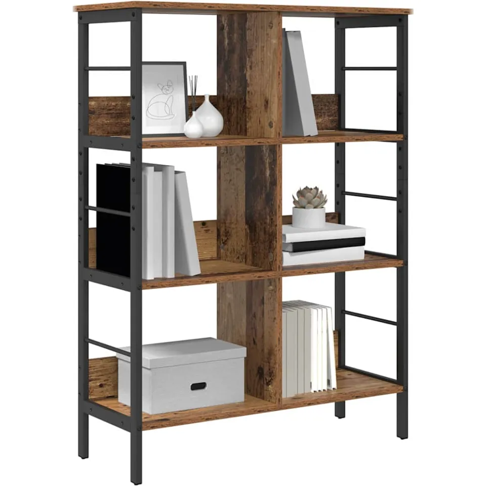 vidaXL Boekenkast 6-laags 82 x 32 x 112 cm Bewerkt hout Oud Hout Bruin