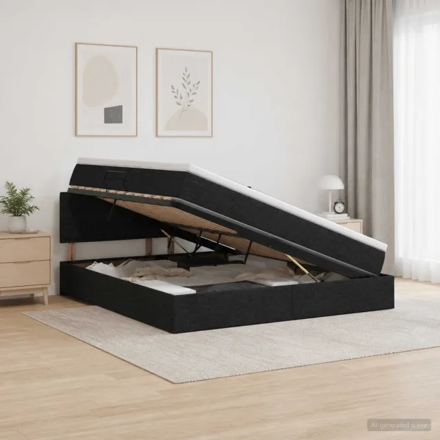vidaXL Opbergbed met matras met hoofdeinde Zwart 160 x 200 cm fluweel
