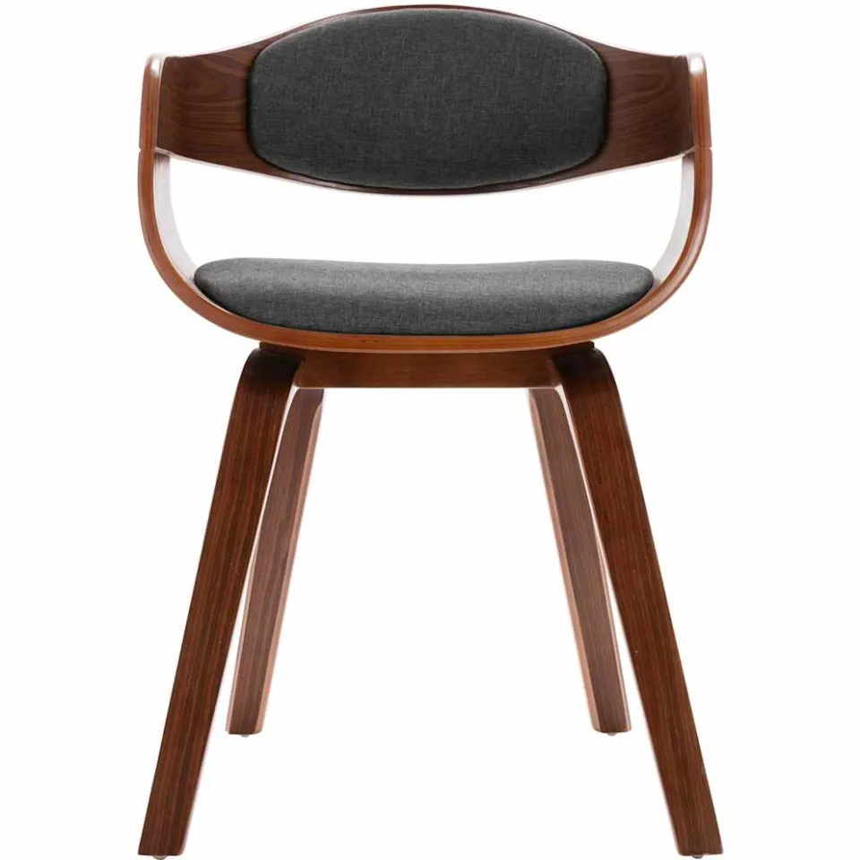 vidaXL Eetkamerstoelen 4 st gebogen hout en stof grijs, foto 4