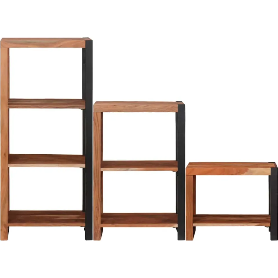 vidaXL Boekenkast 6-laags 3 st 50 x 30 x 110 cm Massief Acaciahout bruin, foto 2