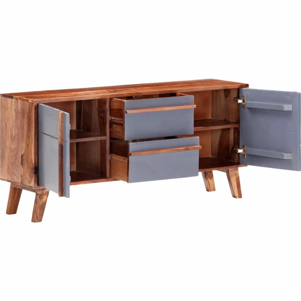 vidaXL Dressoir 120x30x55 cm massief hout grijs, foto 2