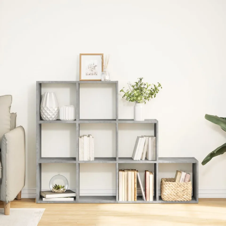 vidaXL Kamerscherm / boekenkast 3-laags 137,5x29x103,5 cm hout grijs, foto 3