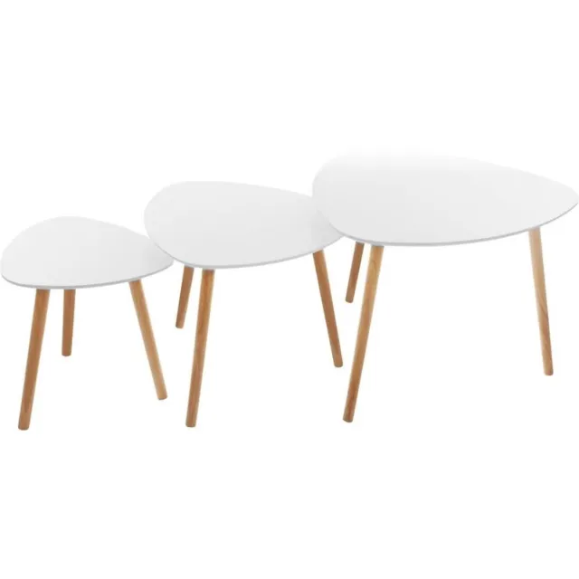 Atmosphera Créateur d'intérieur® koffietafel in set van 3 - salontafel - wit - hout - eik - woonkamer living Blanc