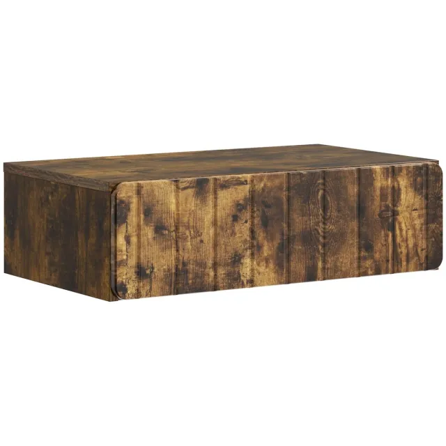 vidaXL Wandgemonteerde - Zijtafel - 59 - x - 34,5 - x - 17 - cm - Bewerkt - hout Gerookt eiken