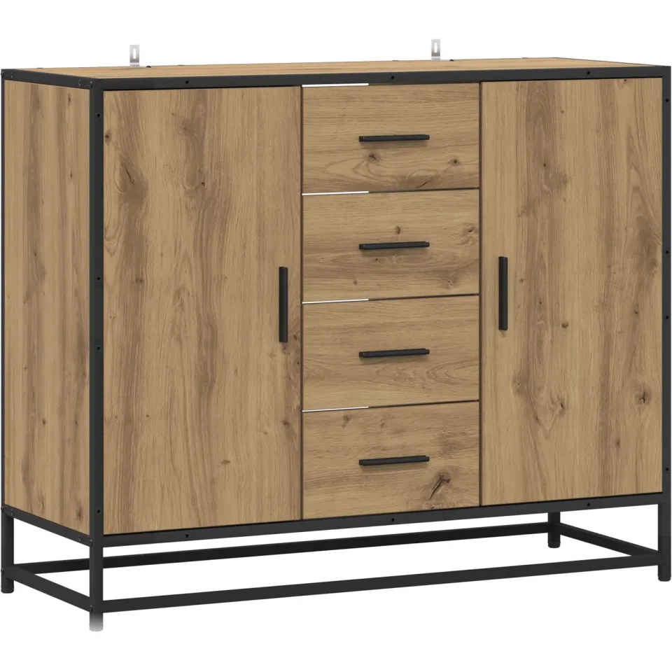 vidaXL Dressoir Artisanaal eiken 92 x 35 x 76 cm Bewerkt hout Bruin