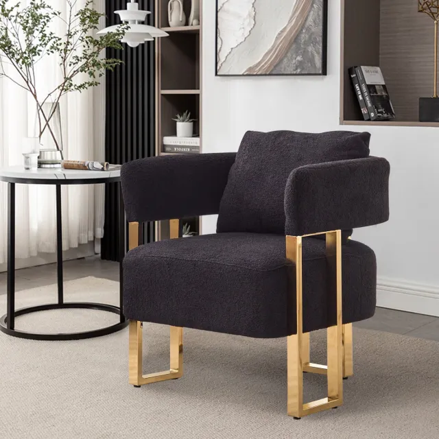 MODENUIT Fauteuil 68 x 68 x 70 cm - Armleuningen En Lendenkussen - Woonkamer En Balkon - Velvet Zwart