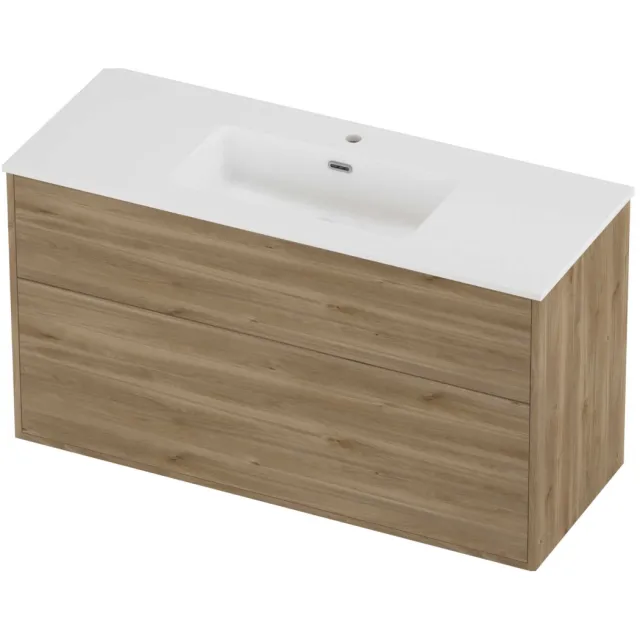 Proline Tribute Badmeubelset Porselein Elegant 1 Kraangat 120x46x67 cm Mat White Cider Oak Eiken