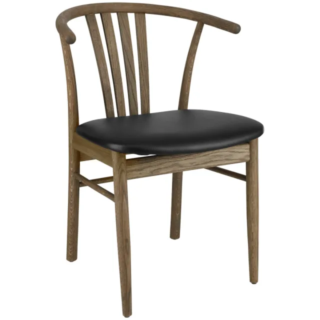 Vega 2x VEGA Houten stoel Olmaro; 44x43x80 cm (BxDxH); zitting zwart, frame naturel; 2 stuk / verpakking