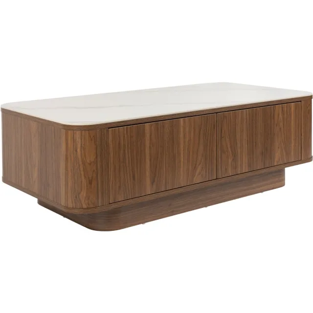 Housecraft Living Almira Salontafel 120x60 cm Marmerlook/ Walnootkleur - Bruin