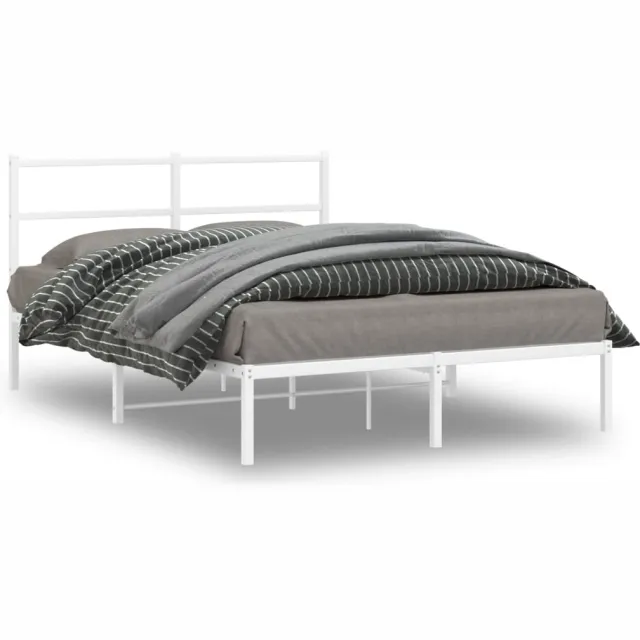 vidaXL Bedframe met hoofdbord metaal wit 135x190 cm
