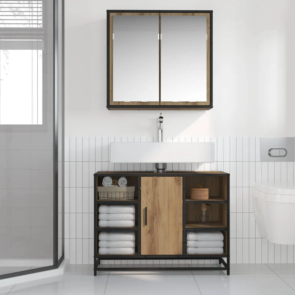 vidaXL Badkamermeubelset 2 st Artisan Eiken 80 x 33 x 60 cm, foto 4