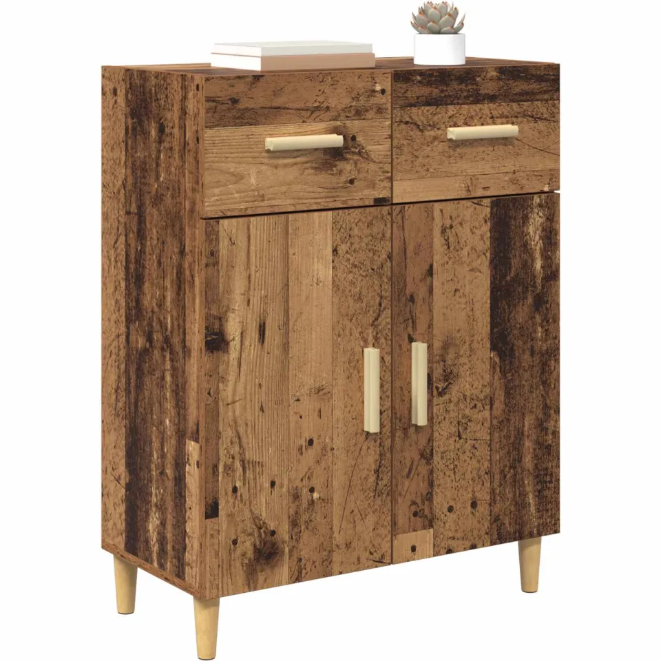 vidaXL Dressoir Oud hout 34 x 69.5 x 89 cm Bewerkt hout Bruin