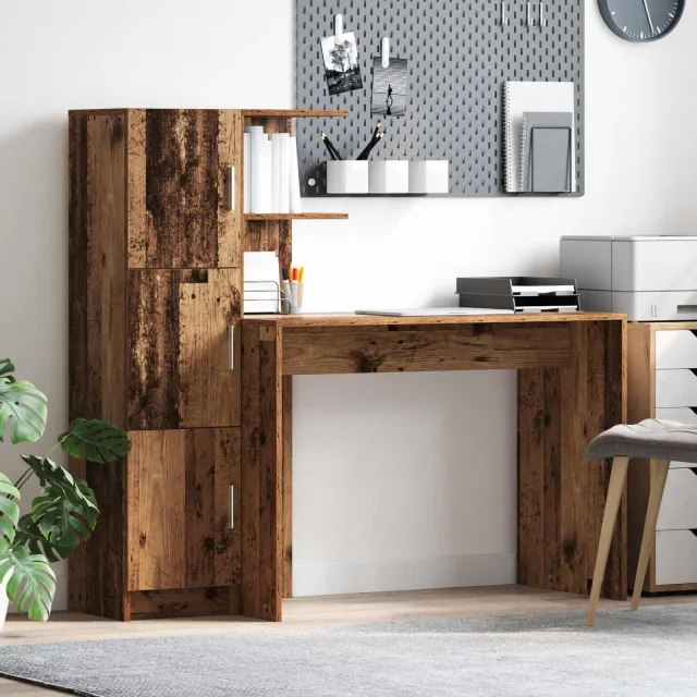 vidaXL Bureau Oudhout 133.5 x 50 x 124 cm 2 st Bruin