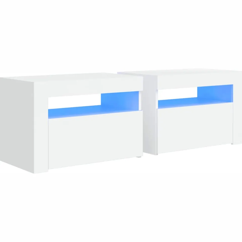 vidaXL Nachtkastjes 2 st LED 60x35x40 cm wit