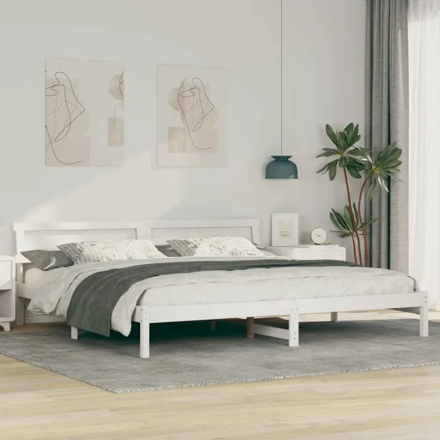 vidaXL Bedframe met hoofdeinde Wit 200 x 200 cm Massief grenenhout