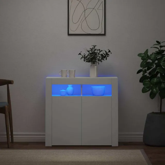 vidaXL Dressoir met LED-verlichting 80x35x75 cm wit