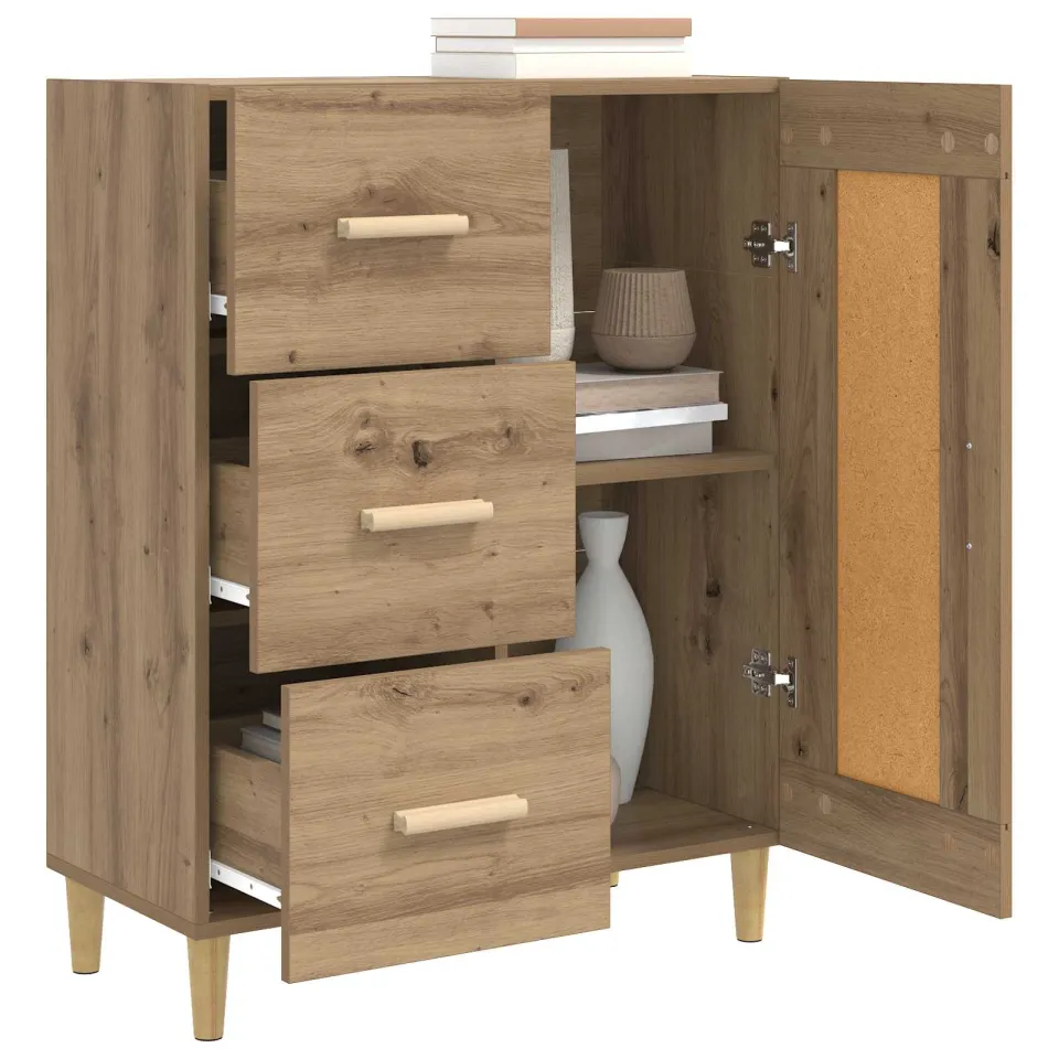 vidaXL Dressoir Artisanaal eiken 69,5 x 34 x 90 cm Bewerkt hout Bruin