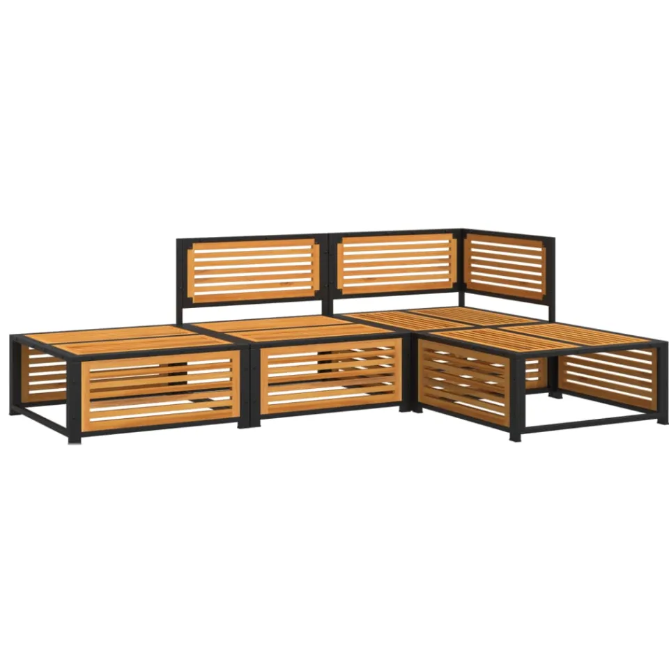 vidaXL 4-delige Loungeset met kussens massief acaciahout Bruin