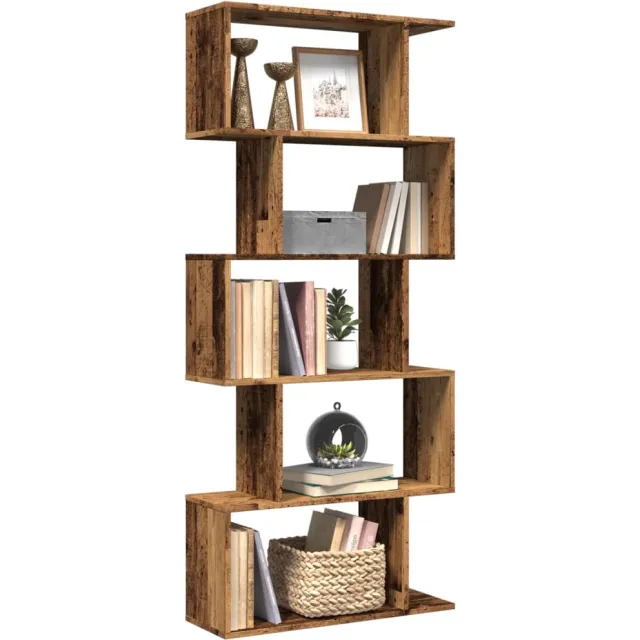 vidaXL Kamerscherm / boekenkast 5-laags 70x24x161 cm hout oud hout Bruin