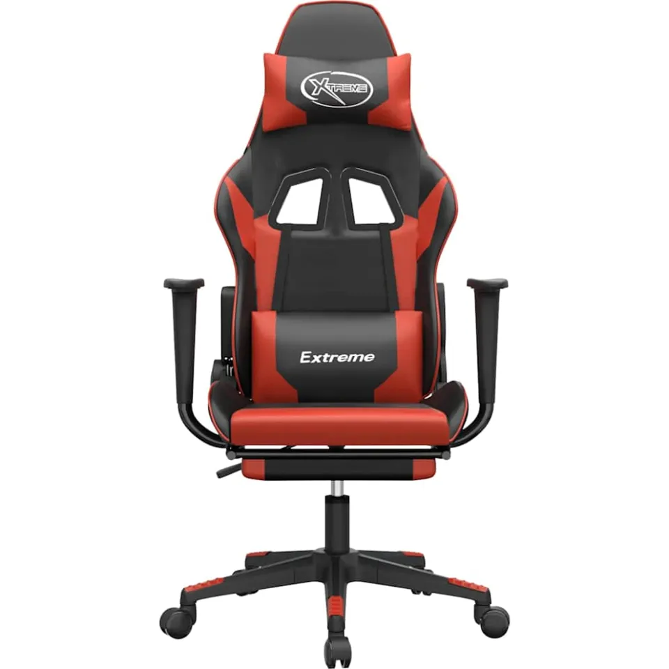 vidaXL Gamestoel met voetensteun kunstleer zwart en rood