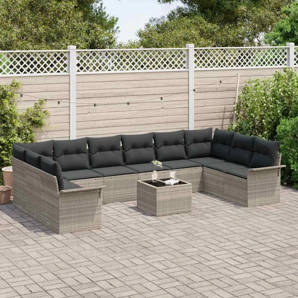 vidaXL Tuin Sofa Set 11 st Grijs poly rattan, foto 3