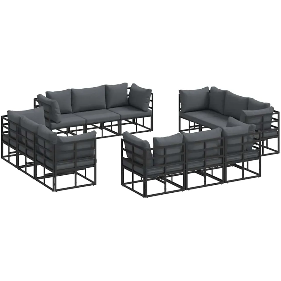 vidaXL Tuinbankenset 12 st Zwart Metaal