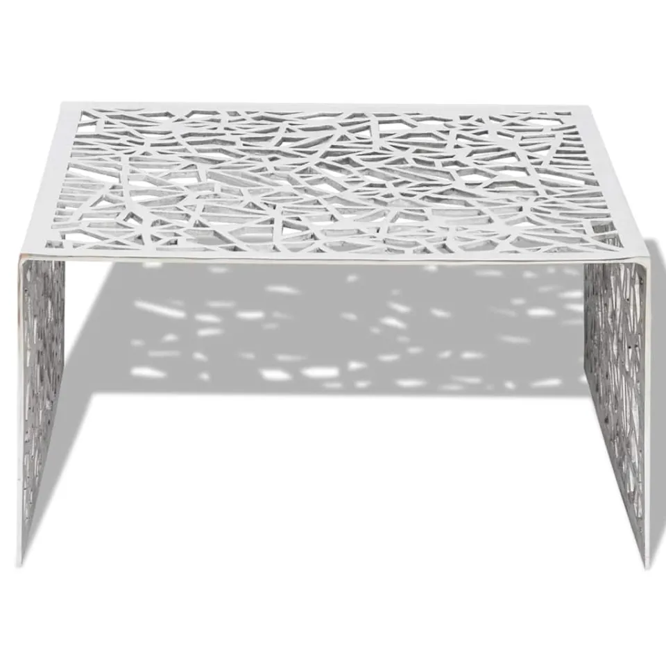 vidaXL Salontafel opengewerkt ontwerp aluminium zilverkleurig