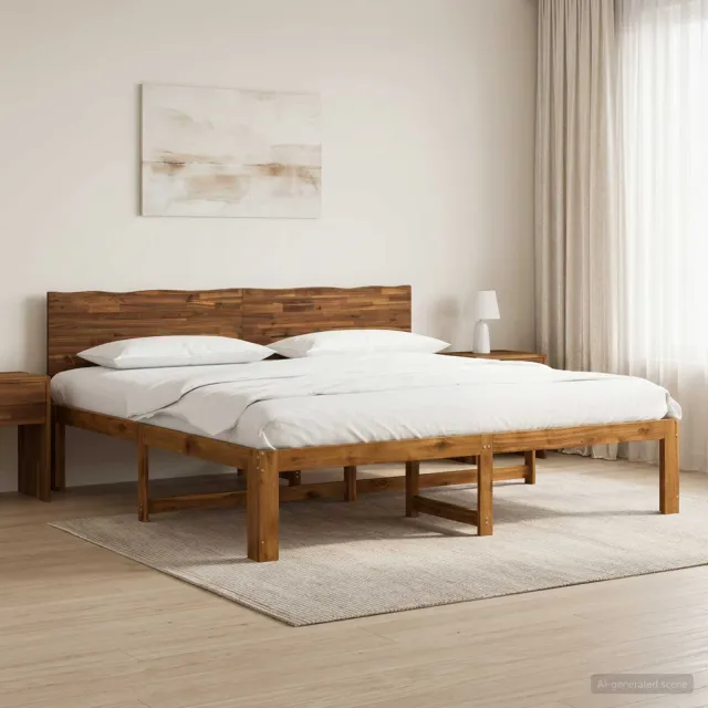 vidaXL Tweepersoonsbed met hoofdeinde ROSTOCK Naturel 200 x 200 cm Bruin