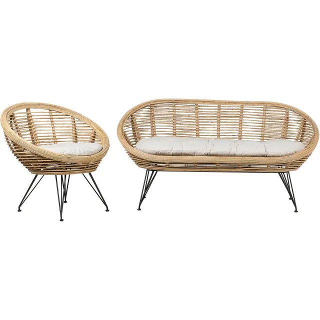 Beliani MARATEA - Loungeset - Lichtbeige - Rotan Natuurlijk