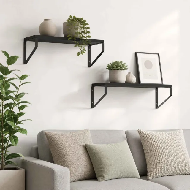 vidaXL Wandschappen 2 st Zwart eiken 50 x 16 x 15,5 cm