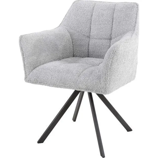 Dimehouse Set van 2 Draaibare Eetkamerstoelen Bouclé Suze - Met Armleuningen Taupe