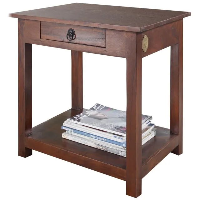 MASSIVMOEBEL24 .DE OXFORD #438 bijzettafel donkerbruin gelakt acacia