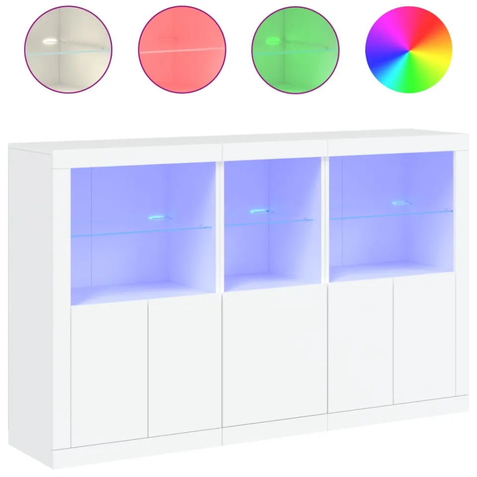 vidaXL Dressoir met LED-verlichting 162x37x100 cm wit, foto 3